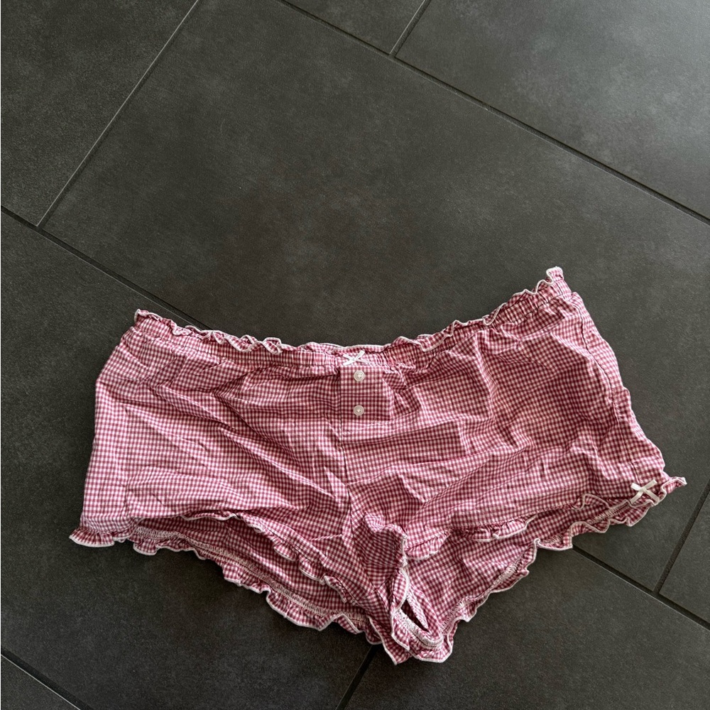 Brandy Melville Gingham Ruffle Lounge Shorts